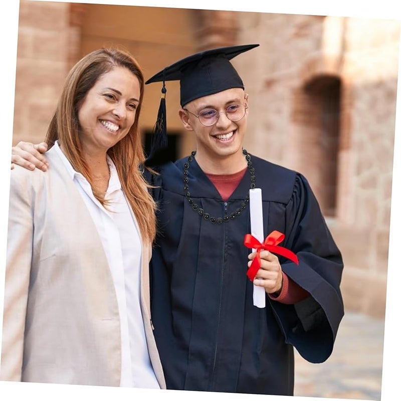 Black Graduation Necklace Acrylic Bead Lei Photo Booth Accessories Festive Party Jewelry - Image 5
